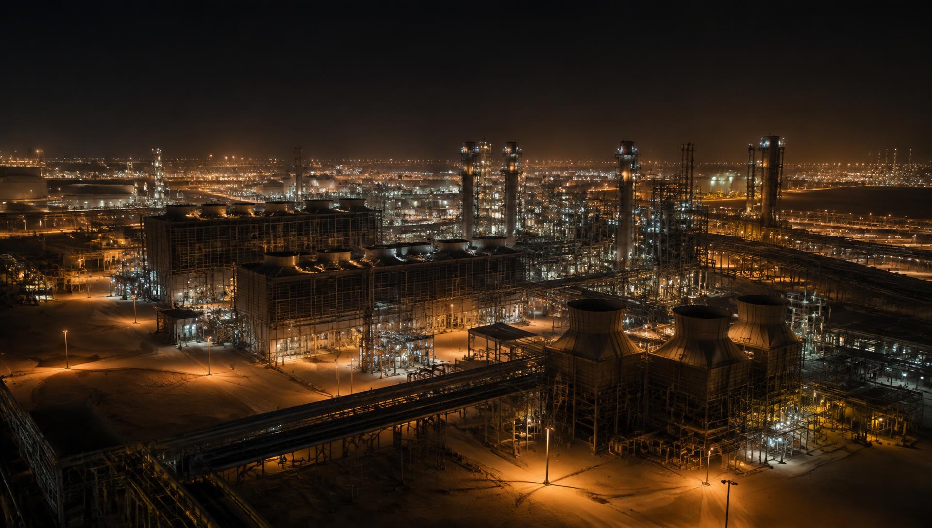 Gulf industrial facility at night